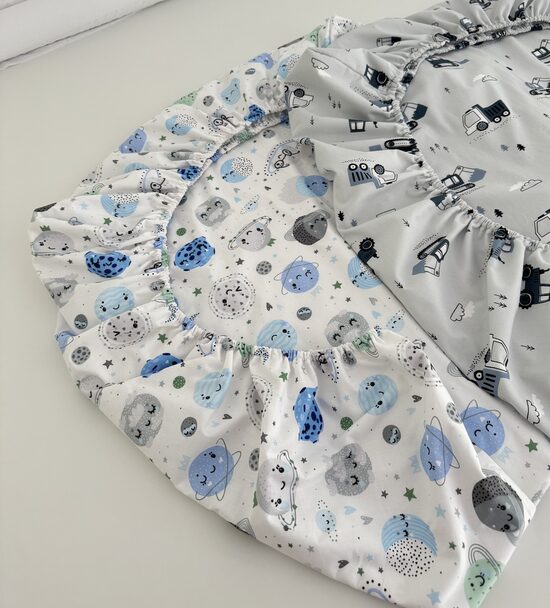 Mitruma necauradīgs palags ar kokvilnas pārklājumu un gumiju -Zilās komētas